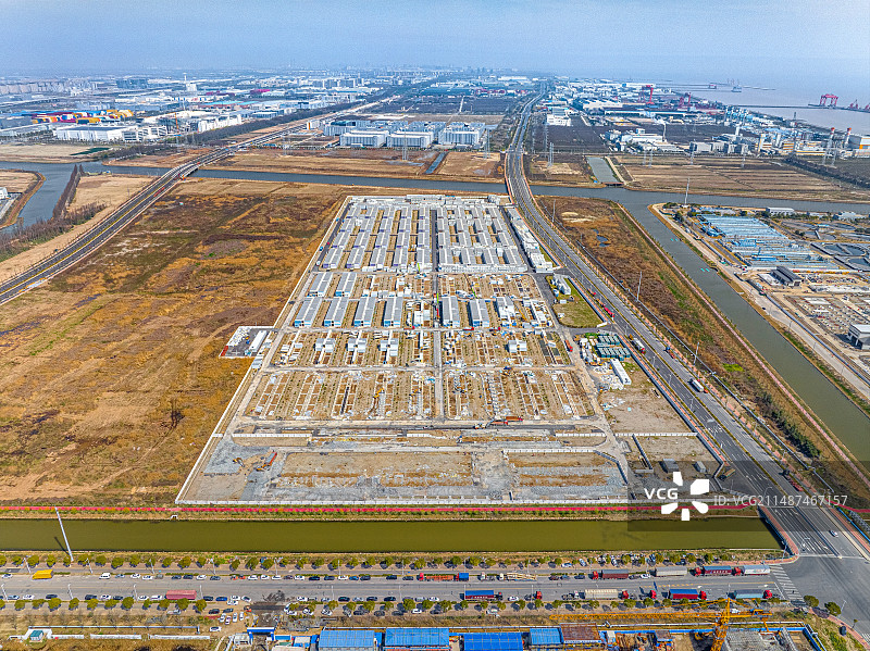 上海临港特斯拉超级工厂 特斯拉三期储能电池工厂 Tesla中国 新能源汽车工厂 纯电汽车图片素材