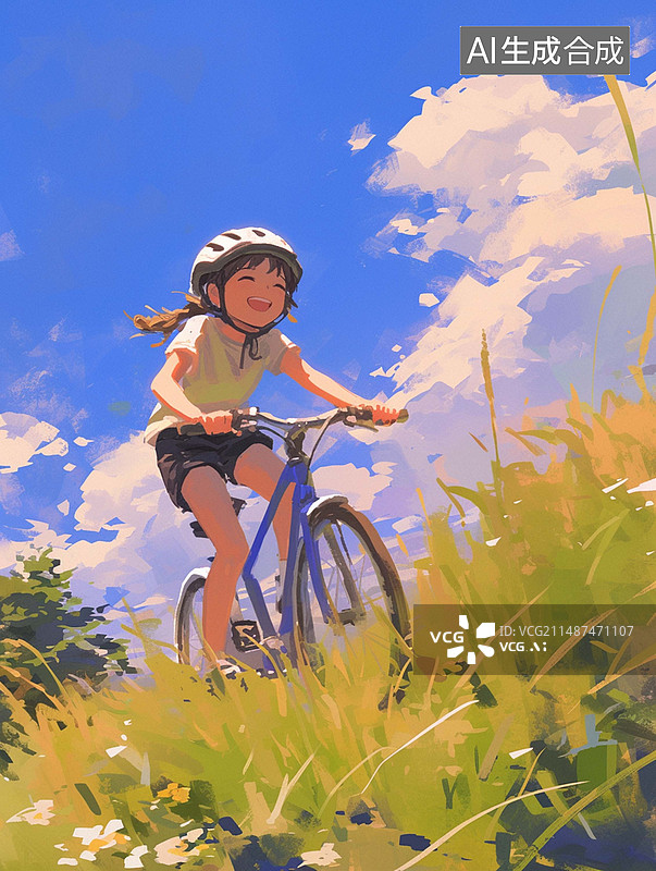 【AI数字艺术】在骑自行车的青少年图片素材
