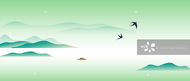 简约中国风清明节节气插画公众号封面海报图片素材