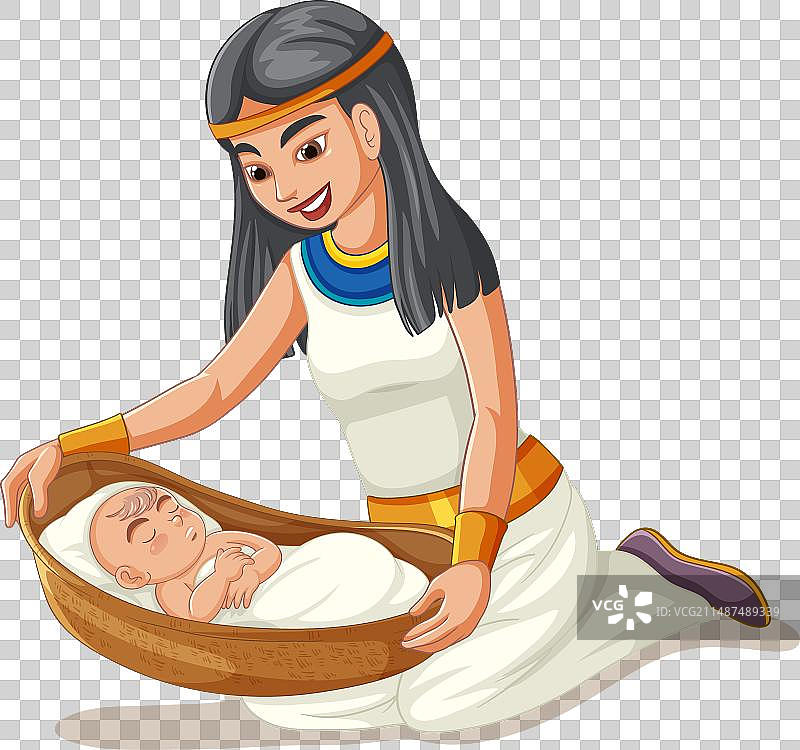 公主在宗教圣经中发现摩西图片素材