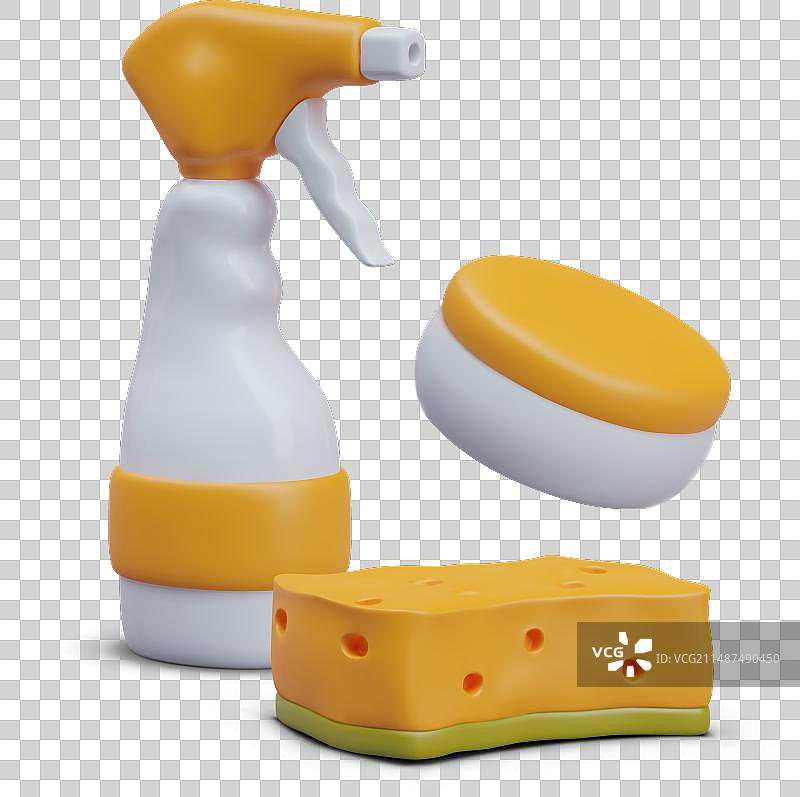 黄色清洁剂海绵喷雾图片素材