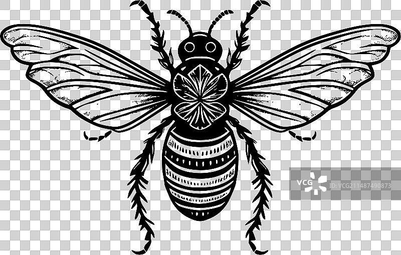 蜜蜂黑白隔离图标图片素材