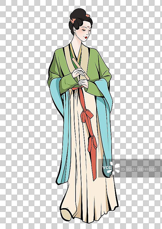 唐朝汉服传统文化服饰古代女子国风插画元素图片素材