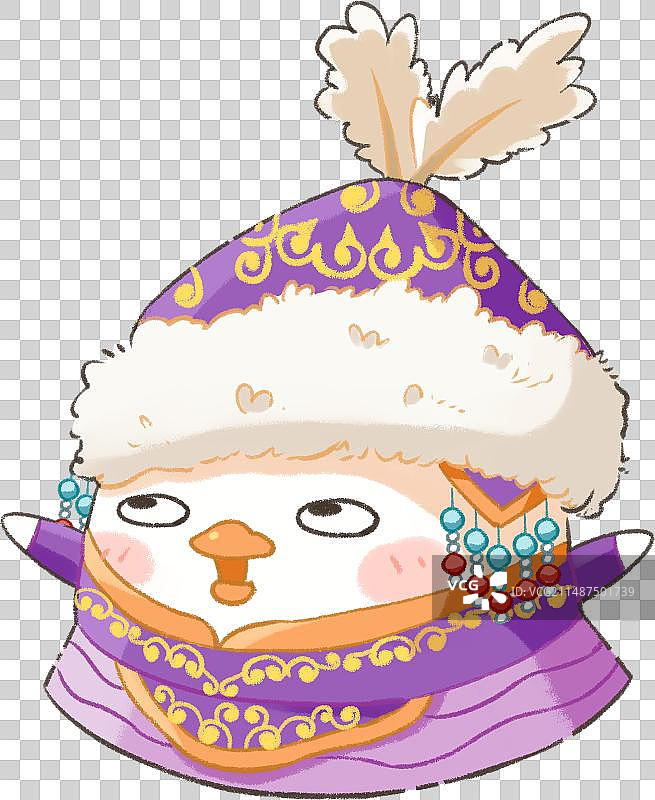 五十六民族Q版鸭子插画-柯尔克孜族图片素材