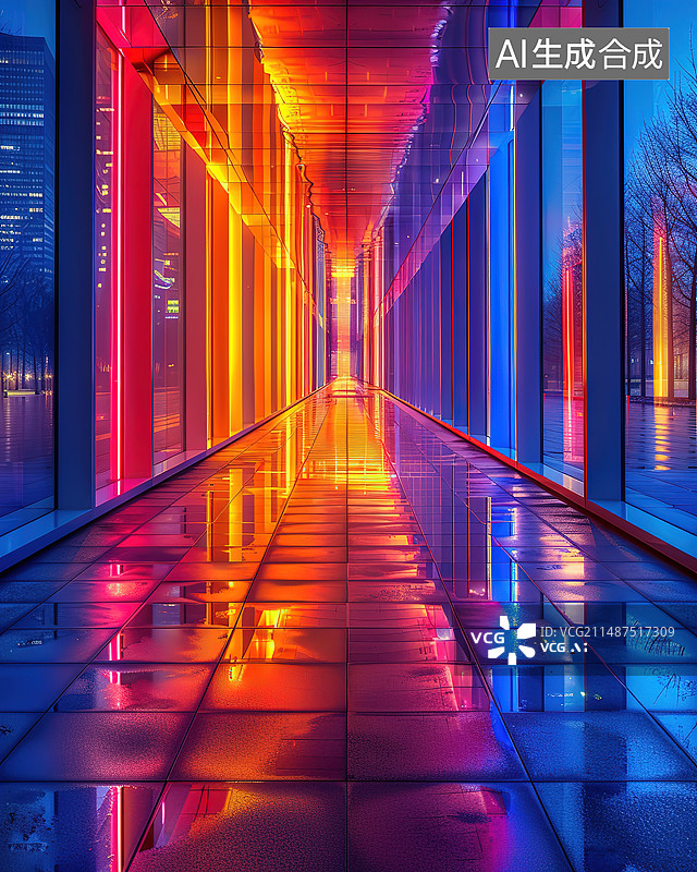 【AI数字艺术】高档建筑与路面夜景图片素材