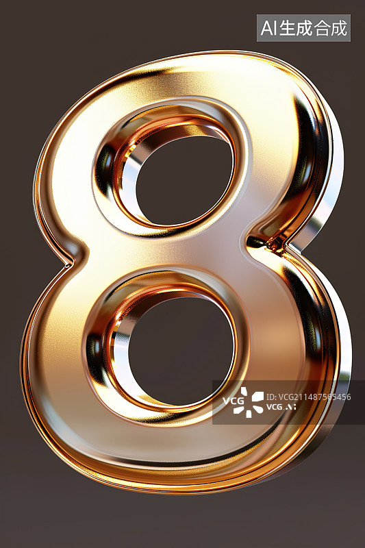 【AI数字艺术】黑色背景下金色的金属数字特写镜头图片素材