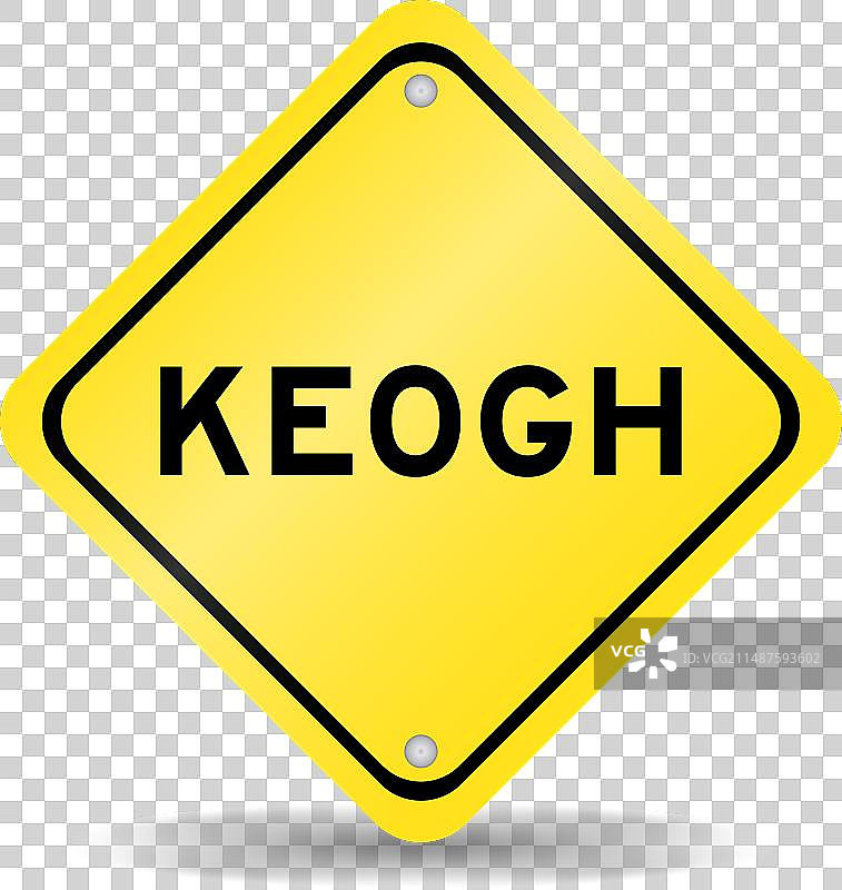 黄色交通指示牌，文字为“keogh”图片素材