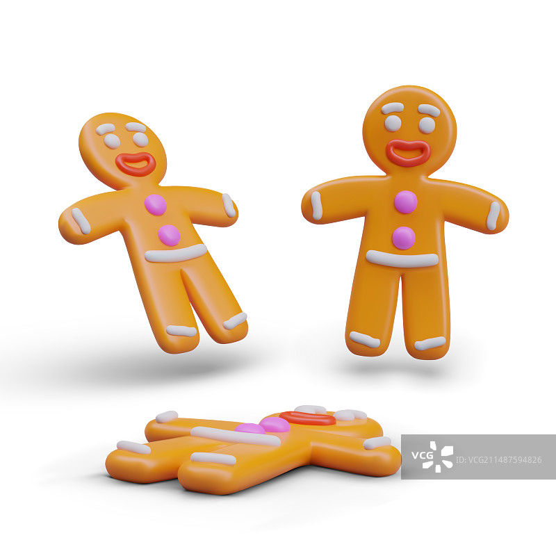 不同造型的微笑姜饼人套装图片素材