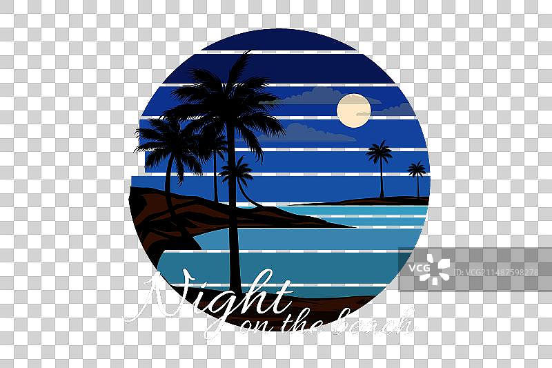 夜晚海滩复古景观设计图片素材