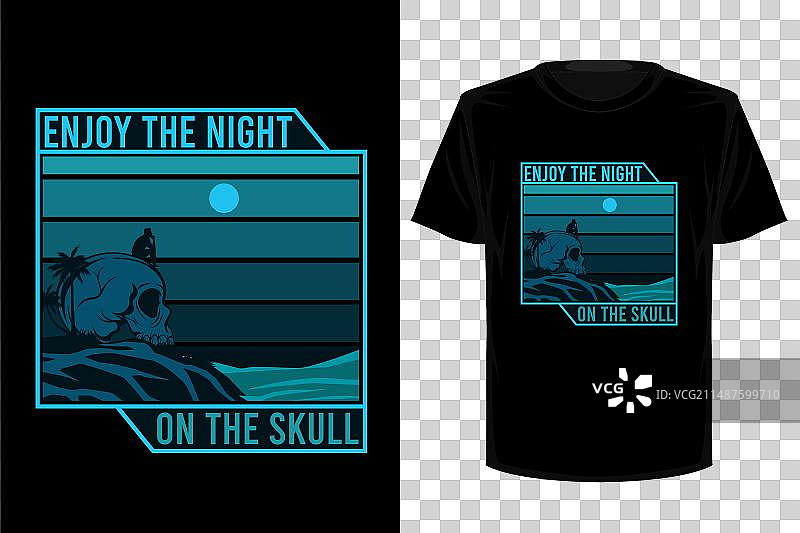 享受骷髅复古T恤之夜图片素材