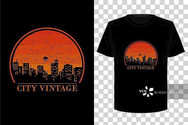 复古风城市T恤设计图片素材