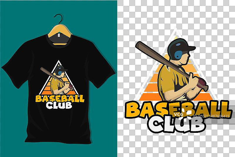 棒球俱乐部复古T恤设计图片素材