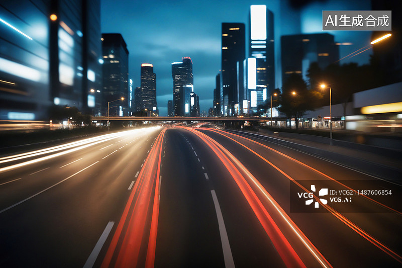 【AI数字艺术】速度感城市交通背景图片素材