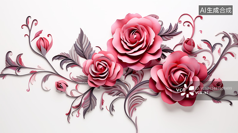 【AI数字艺术】平面鲜花插画背景图片素材