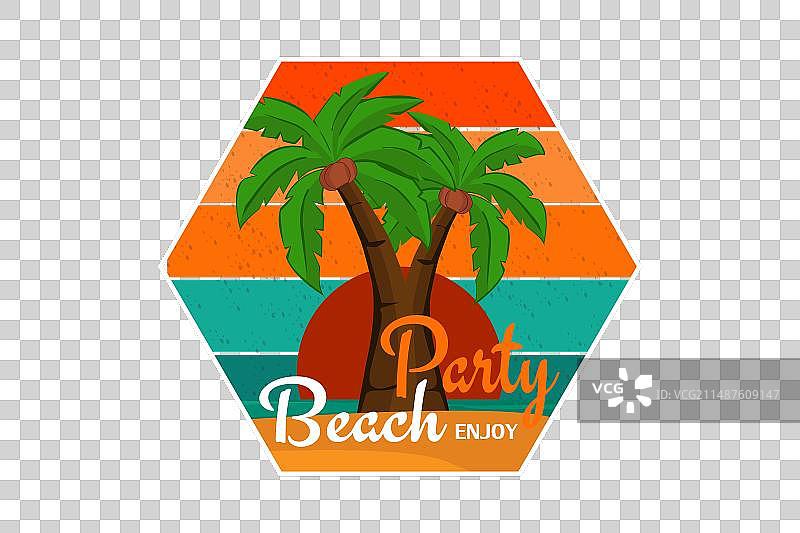 海滩派对复古风景设计图片素材