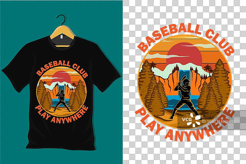 复古棒球俱乐部T恤设计图片素材
