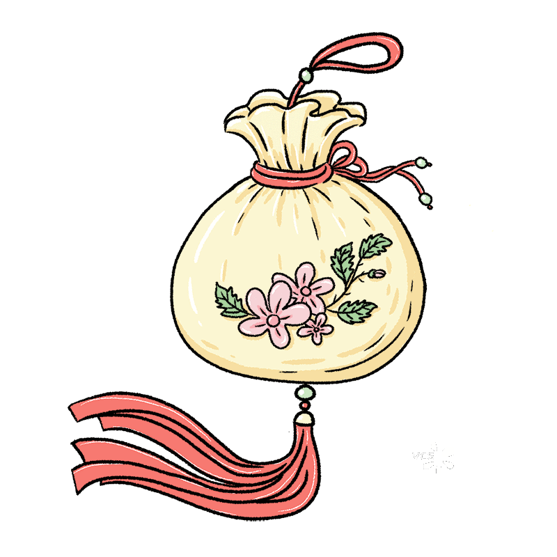 国风花卉香囊荷包插画图片素材