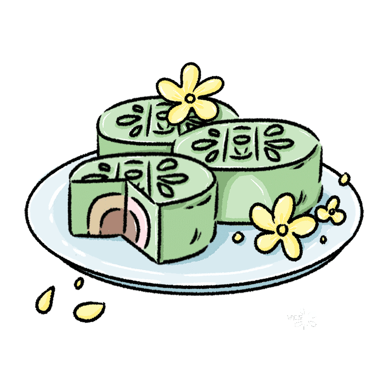 绿豆糕 手绘 插画图片素材