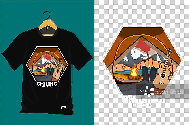 露营复古T恤设计图片素材