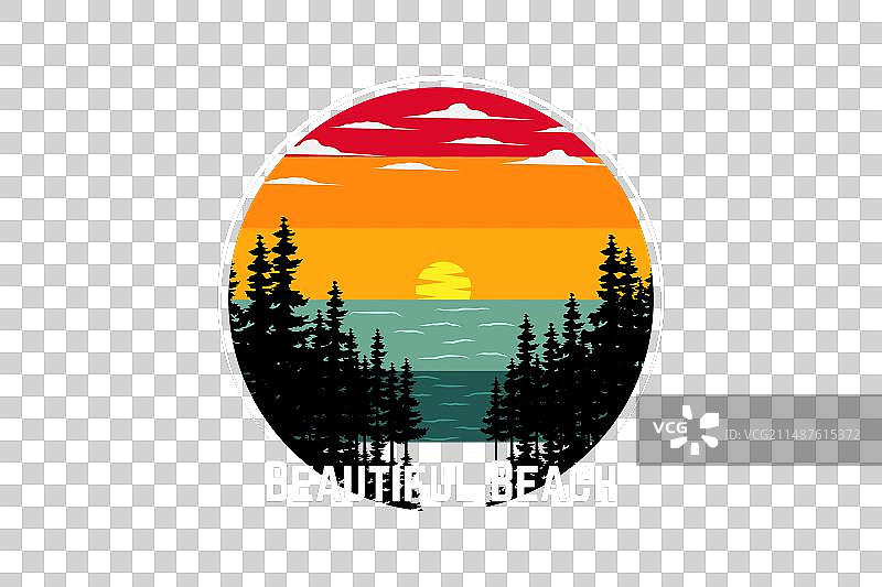 美丽海滩复古设计景观图片素材