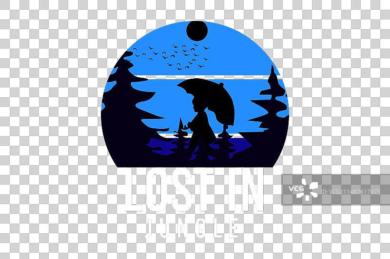 迷失在丛林中的复古剪影设计图片素材