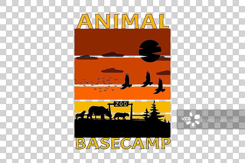 动物大本营剪影复古设计图片素材