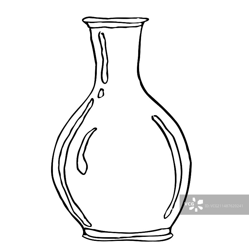 黑色手绘图形风格玻璃花瓶图片素材