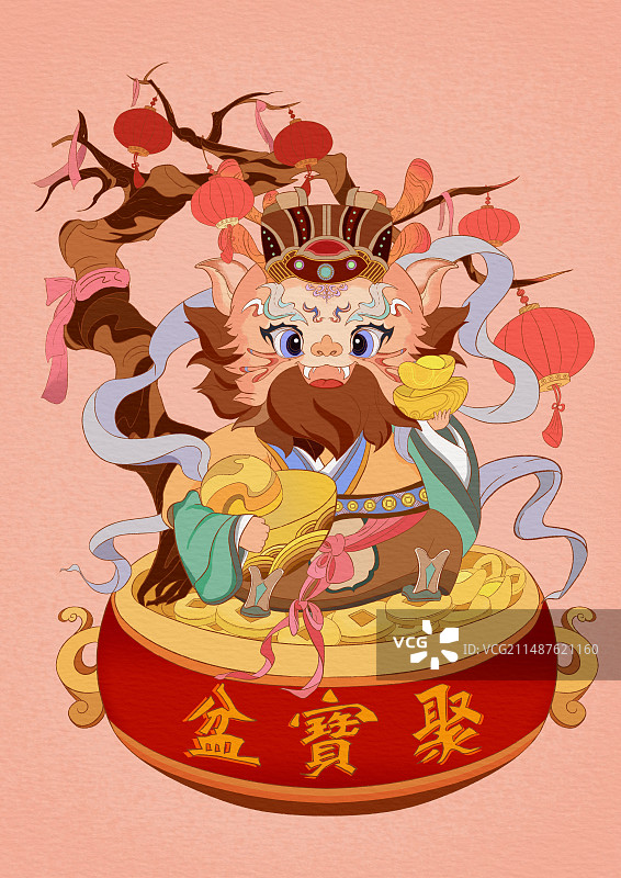 龙年五路财神之东路财神比干图片素材