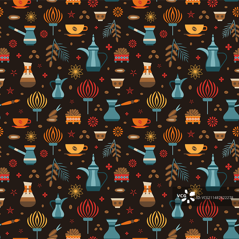 阿拉伯咖啡与阿拉伯纹样枣图片素材