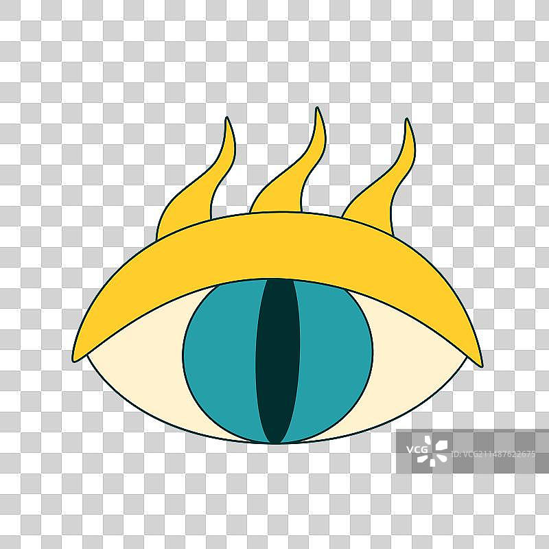 复古1970风格魔法抽象眼睛图标图片素材