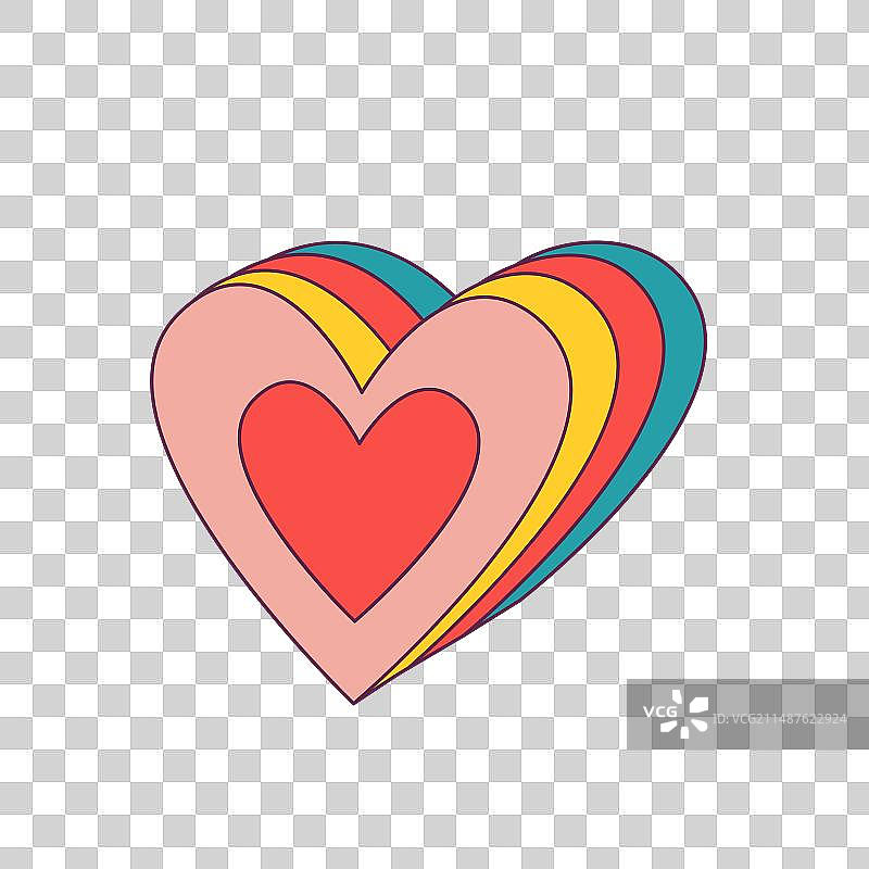 复古彩虹反光爱心图标图片素材