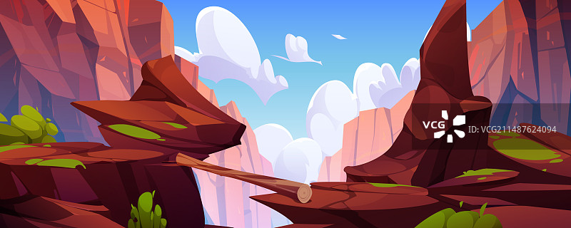 山中的原木桥图片素材