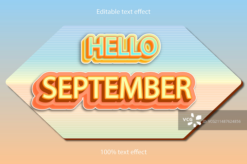 你好九月文字效果图片素材