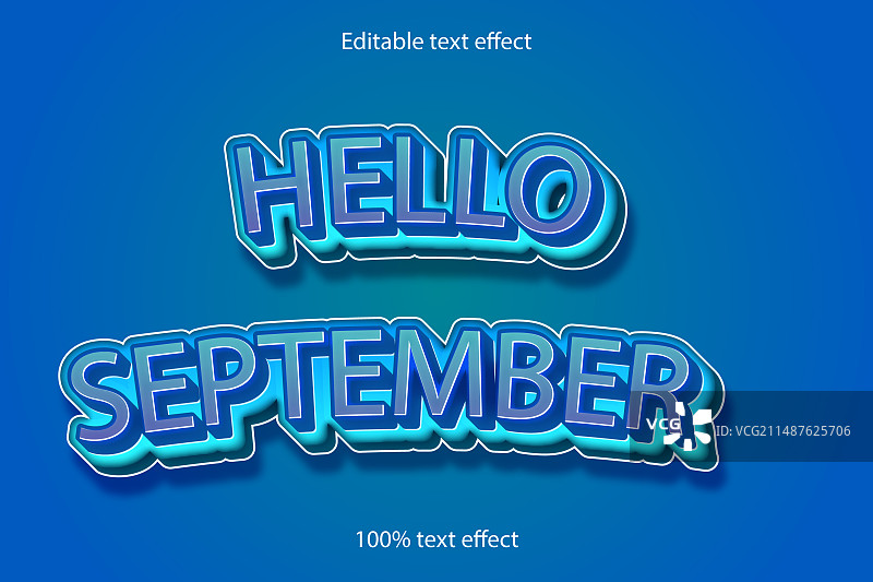 你好九月文字效果图片素材