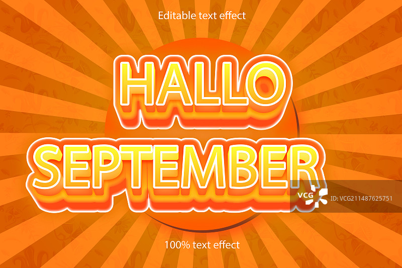你好九月文字效果图片素材