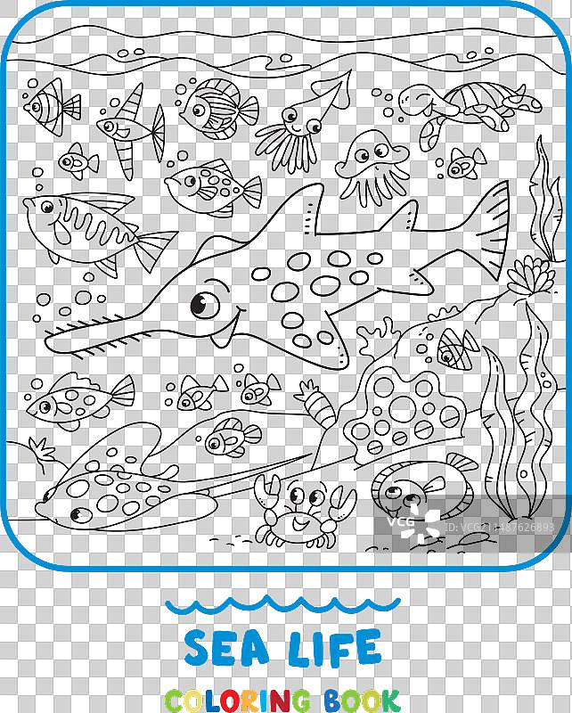 海洋主题锯鳐儿童涂色书图片素材