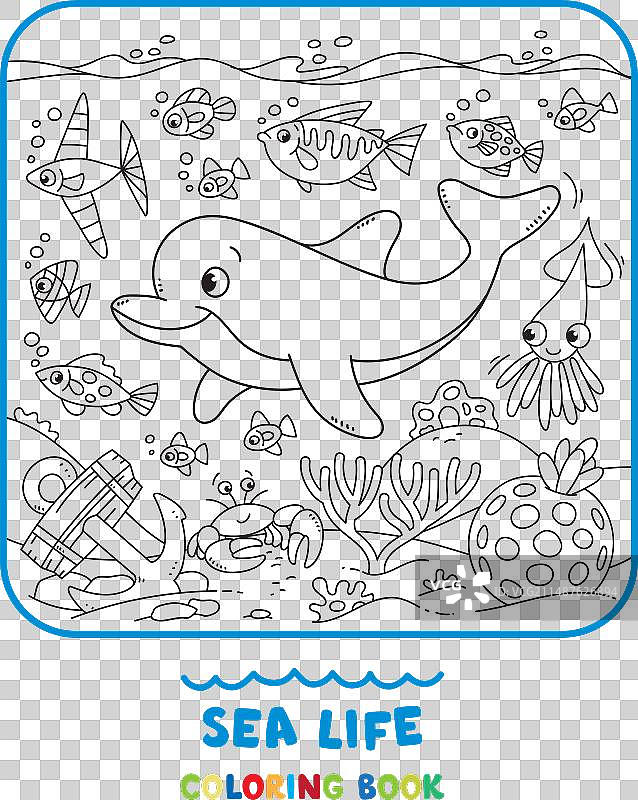 海洋主题海豚儿童填色书图片素材