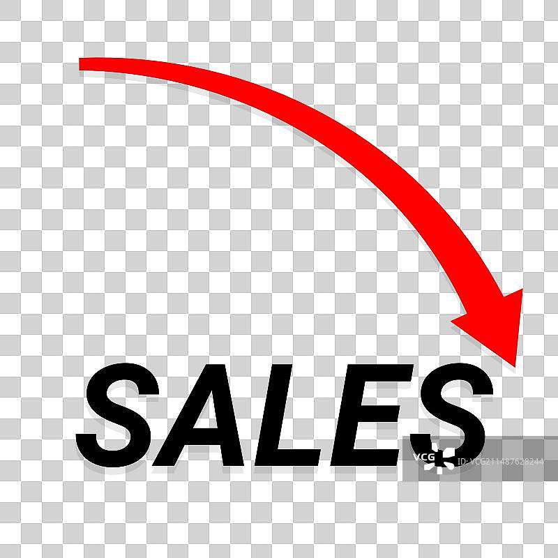 红色箭头向下表示销量下降图片素材