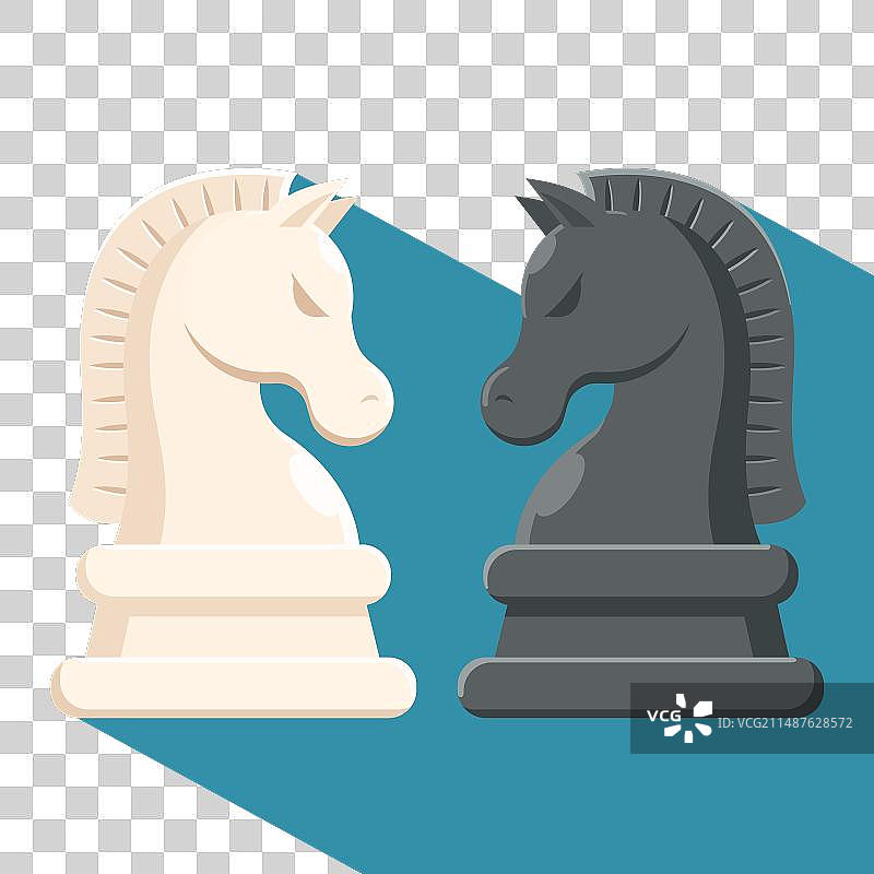 黑白骑士棋子图标图片素材