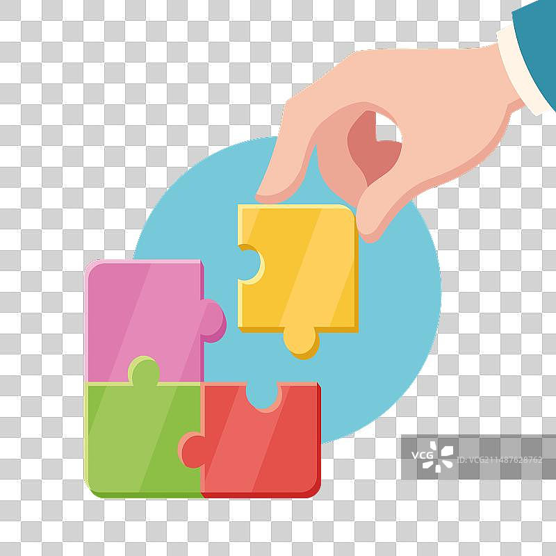 手绘组合拼图扁平风格设计图片素材