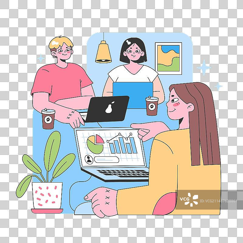 扁平化协作工作场景图片素材