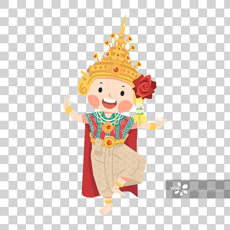 泰国传统服饰卡通女孩图片素材