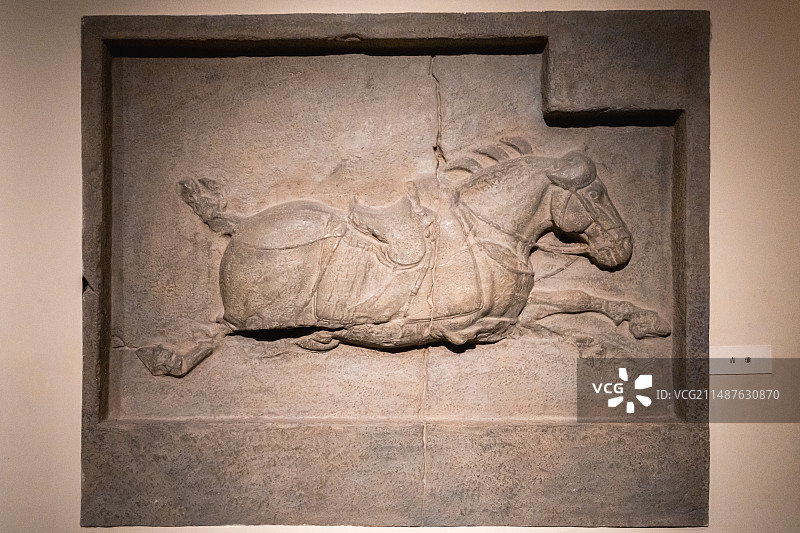 昭陵六骏石刻 青骓 陈科复制 中国国家博物馆藏图片素材