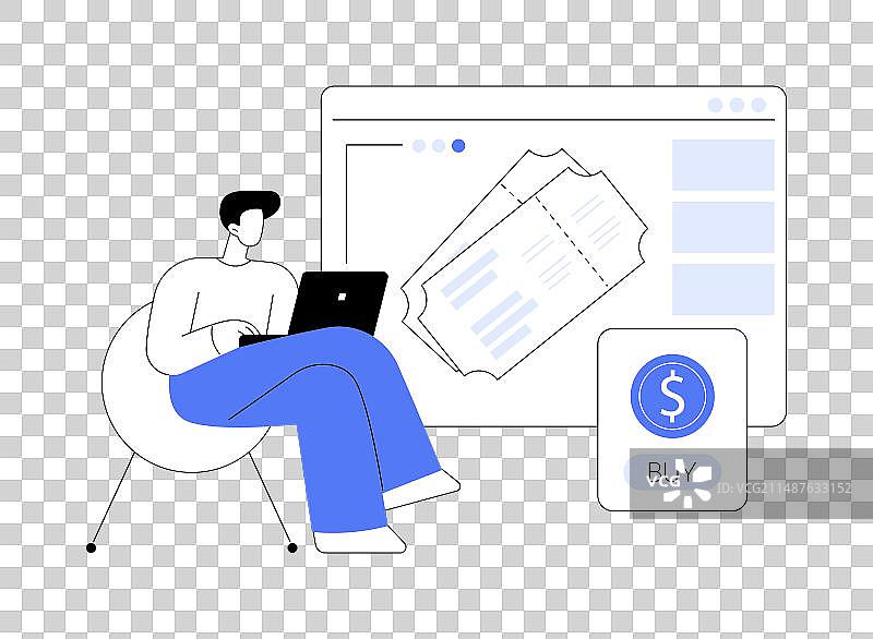 提前购买门票的卡通人物图片素材