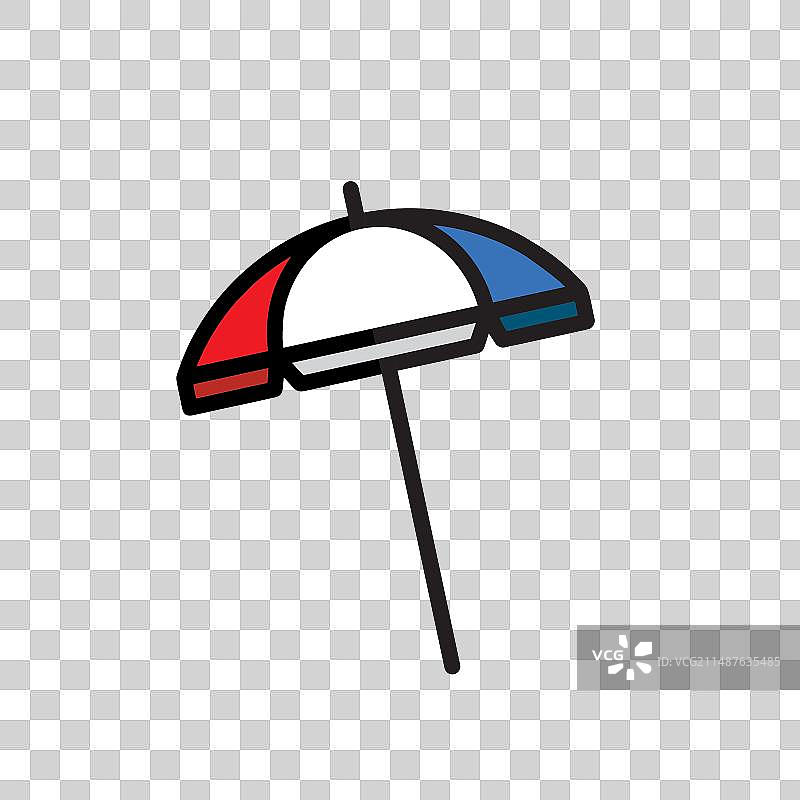 太阳伞扁平图标，旅行和旅游图片素材