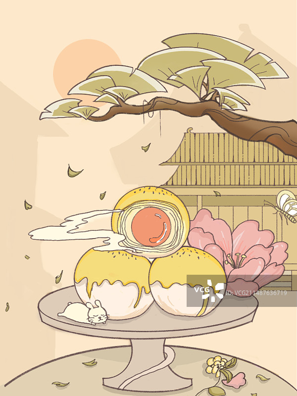 中秋兔子赏月 蛋黄酥图片素材