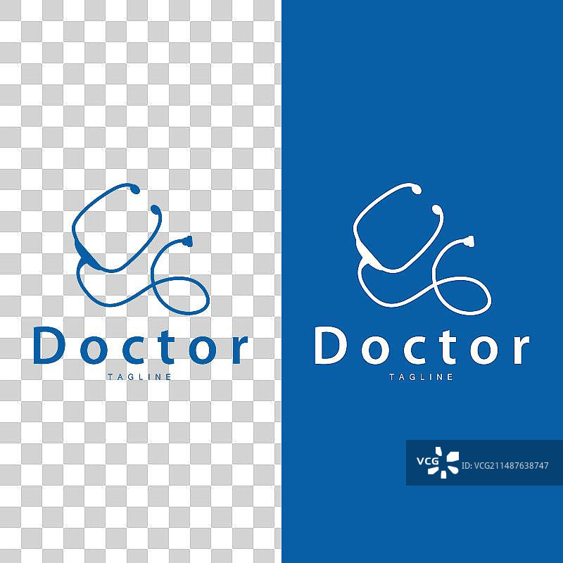 听诊器Logo：健康医生简约线条设计图片素材