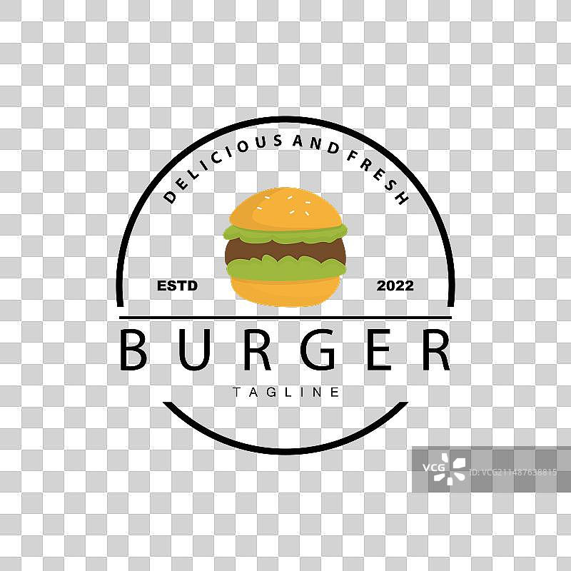 汉堡Logo面包肉类和蔬菜快餐图片素材