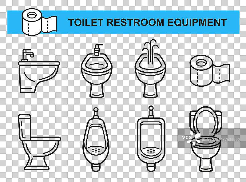 洗手间马桶座圈坐浴盆男用小便池纸篓图片素材