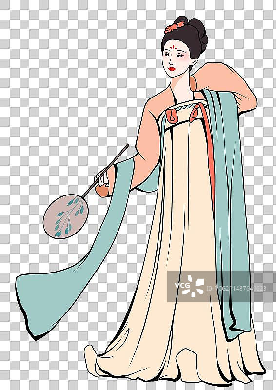 唐朝汉服传统文化服饰古代女子国风插画元素图片素材